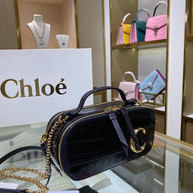 Chloe女包 克洛伊經典C Bag鱷魚壓紋鏈條相機包 Chole手提肩背斜挎包  jjh1229